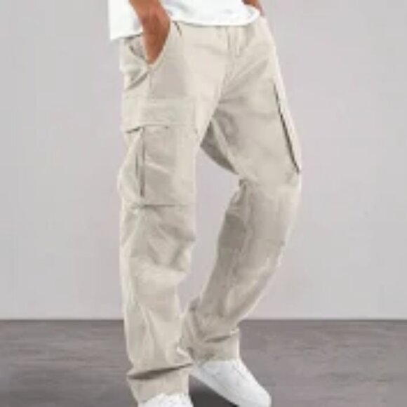 Manfinity Size XL Cream Elastic Waist Relaxed Fit Lightweight Cargo Pants - Picture 1 of 11